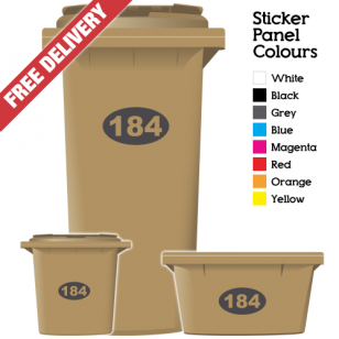 Wheelie Bin Sticker Numbers Oval Style (Pack Of 6)